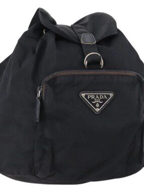PRADA Backpack Nylon Navy Silver Auth bs33304